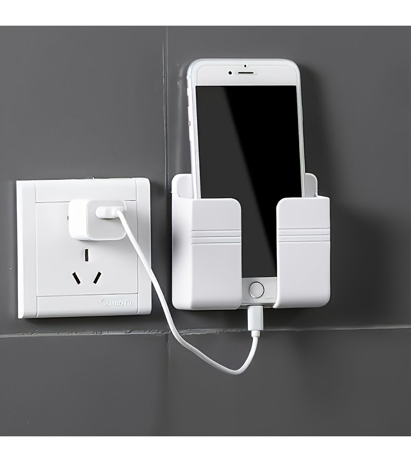 Multifunctional Wall Mounted Phone Charger Space Saving Bathroom Storage Rack Safe Bedside Organizer TV Air Conditioner Remote Control Holder Durable PC Material All Season Use Black - Image 4