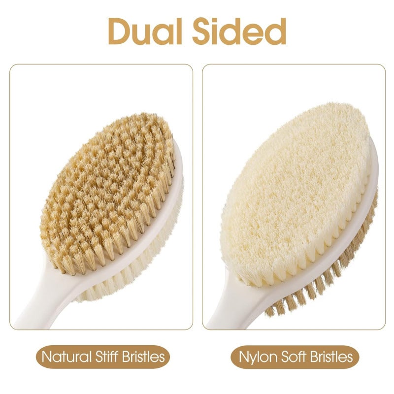 Double Sided Body Brush With Long Handle Back Scrubber - Anti Slip Exfoliating Shower Brush For Wet Or Dry Cleansing Full Body Coverage - Image 4
