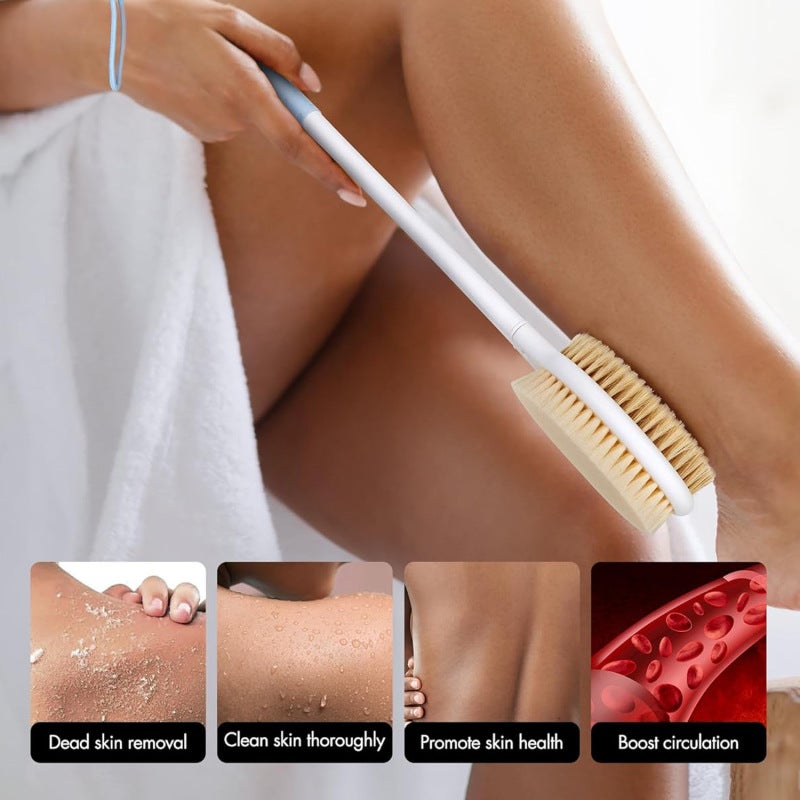 Double Sided Body Brush With Long Handle Back Scrubber - Anti Slip Exfoliating Shower Brush For Wet Or Dry Cleansing Full Body Coverage - Image 2