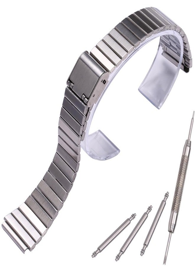 MCXGL 18mm Stainless Steel Strap Compatible with Casio A700W A158WA A168WA AE1000 Classic Bracelet Unisex Replacement Watch Band (silvery) - Image 1