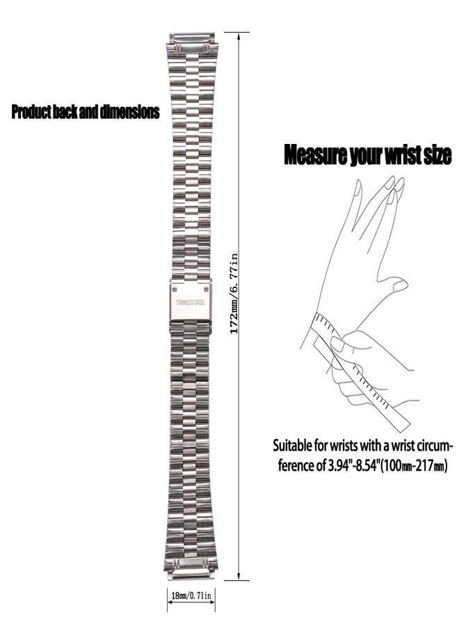 MCXGL 18mm Stainless Steel Strap Compatible with Casio A700W A158WA A168WA AE1000 Classic Bracelet Unisex Replacement Watch Band (silvery) - Image 2