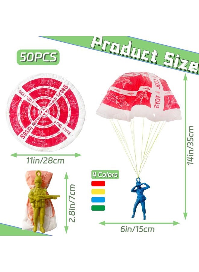 OJYUDD 50 PCS Parachute Toy,Mini Paratroopers Army Parachute Flying Throwing Outside Toys,Tangle Free Throwing Toy Parachute for Toddlers,Party Favors - Image 2