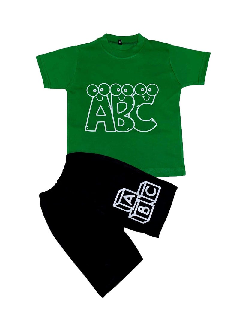 وان هاند بيجاما قطن ولادى صيفى - أخضر - Image 1