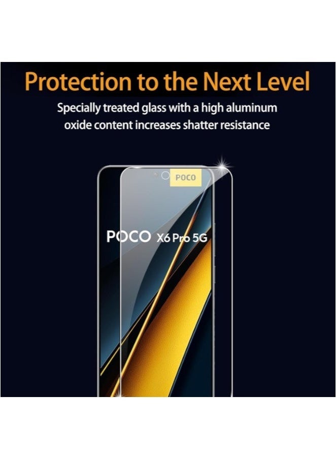 TIGER Xiaomi POCO X6 Pro Screen Protector 3-Pack – 9H Hardness Tempered Glass for 6.67-Inch Display – Ultra Clear, High Touch Sensitivity, In-Screen Fingerprint Sensor Compatible – Anti-Scratch, Bubble-Free, Case Friendly, HD Transparency, Easy Installation - Image 3
