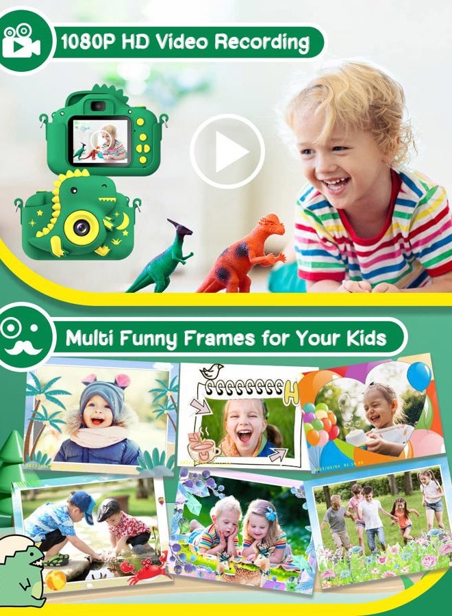 GREENKINDER Kids Camera, Dinosaur Toddler Digital Camera for Ages 3-12 Boys Girls Childrens, Christmas Birthday Gifts, Selfie 1080P HD Video Camera for 3 4 5 6 7 8 9 Years Old Boys Girls Toys Gifts - Image 5