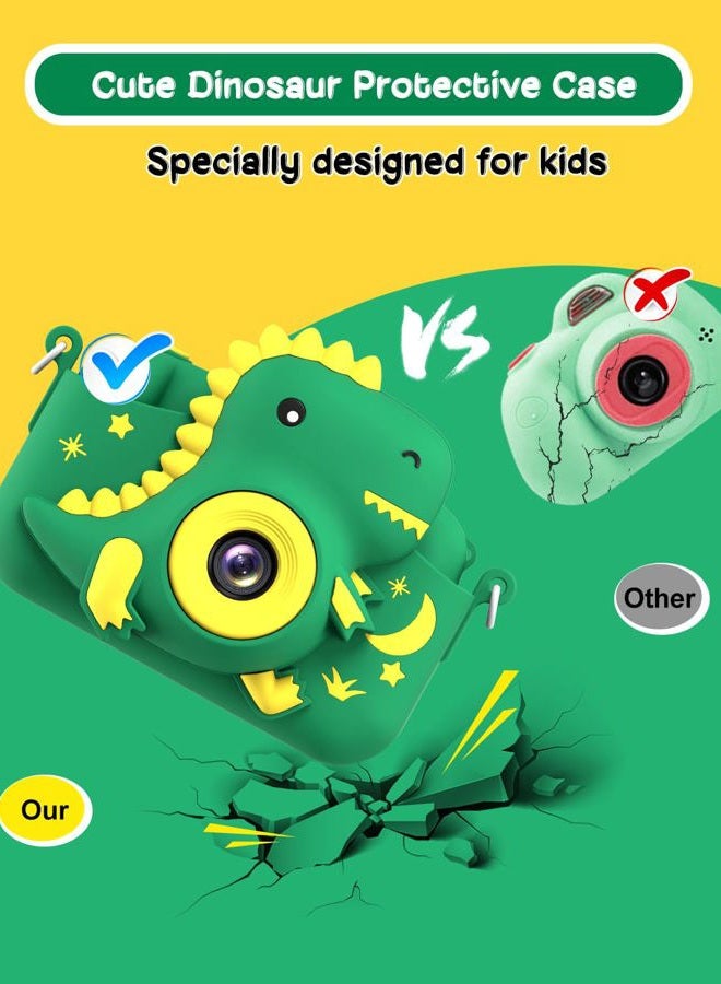 GREENKINDER Kids Camera, Dinosaur Toddler Digital Camera for Ages 3-12 Boys Girls Childrens, Christmas Birthday Gifts, Selfie 1080P HD Video Camera for 3 4 5 6 7 8 9 Years Old Boys Girls Toys Gifts - Image 3