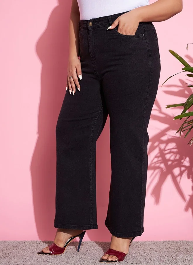 ساسافراس Flared Fit High-Rise Black Jeans for Women