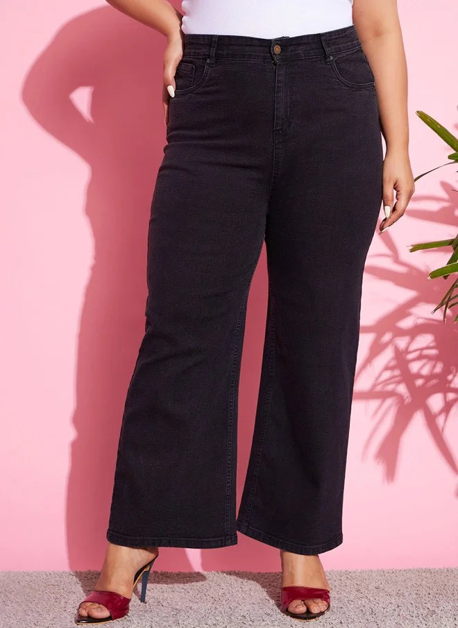 ساسافراس Flared Fit High-Rise Black Jeans for Women