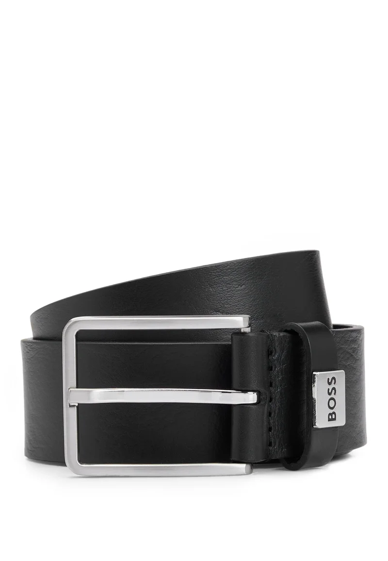 بوس Italian-leather belt with logo keeper