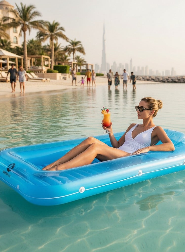 Adventure Lab Inflatable Pool Lounge Float with Pillow – Comfortable Inflatable Pool Float and Inflatable Pool Bed for Adults, Portable Pool Float Bed Adult and Floaty for Pool & Beach - Image 4