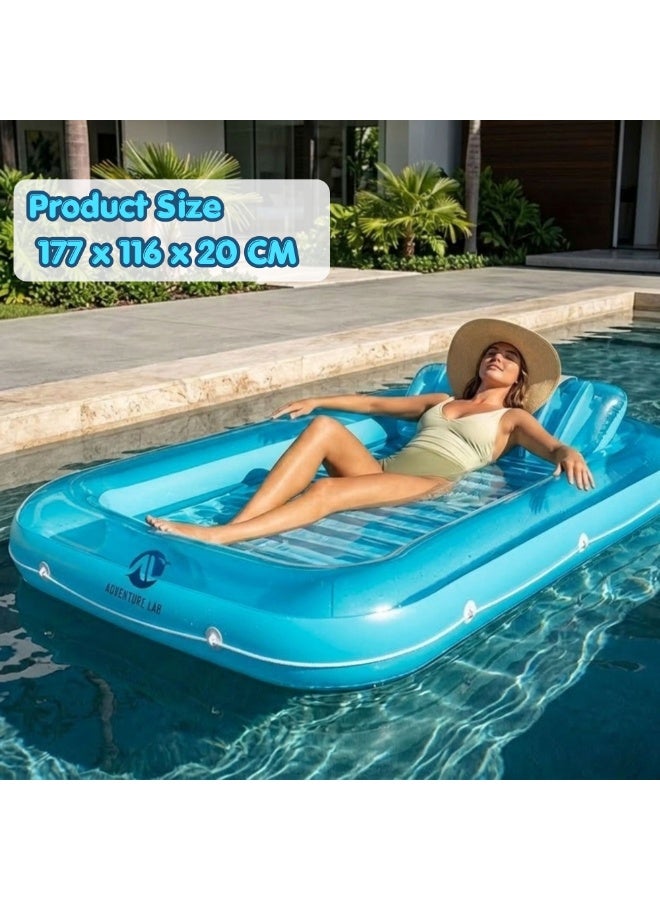 Adventure Lab Inflatable Tanning Pool Lounge Float with Pillow – 70” Suntan Pool Float, Personal Sunbathing Lounger for Adults, Large Inflatable Pool Raft for Swimming Pool, Beach & Summer Relaxation - Image 2