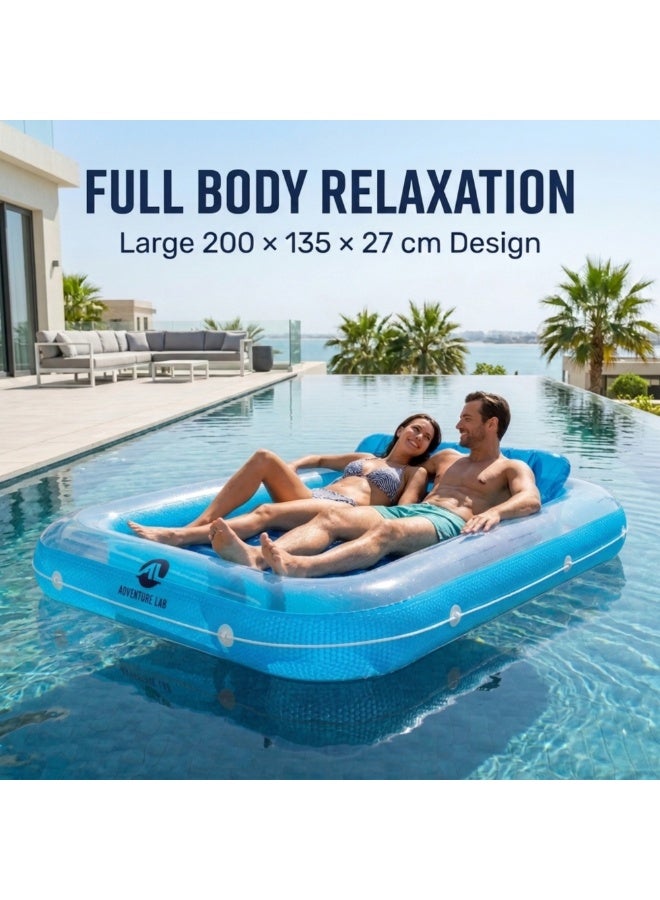 Adventure Lab Inflatable Tanning Pool Lounge Float with Removable Pillow – Large 200 x 135 cm Suntan Pool Float for Adults, Personal Cooling Pool Raft, Heavy-Duty UV Resistant Vinyl Lounger for Pool, Beach & Summer Relaxation - Image 2