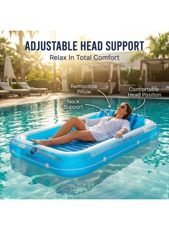 Adventure Lab Inflatable Tanning Pool Lounge Float with Removable Pillow – Large 200 x 135 cm Suntan Pool Float for Adults, Personal Cooling Pool Raft, Heavy-Duty UV Resistant Vinyl Lounger for Pool, Beach & Summer Relaxation - Image 4