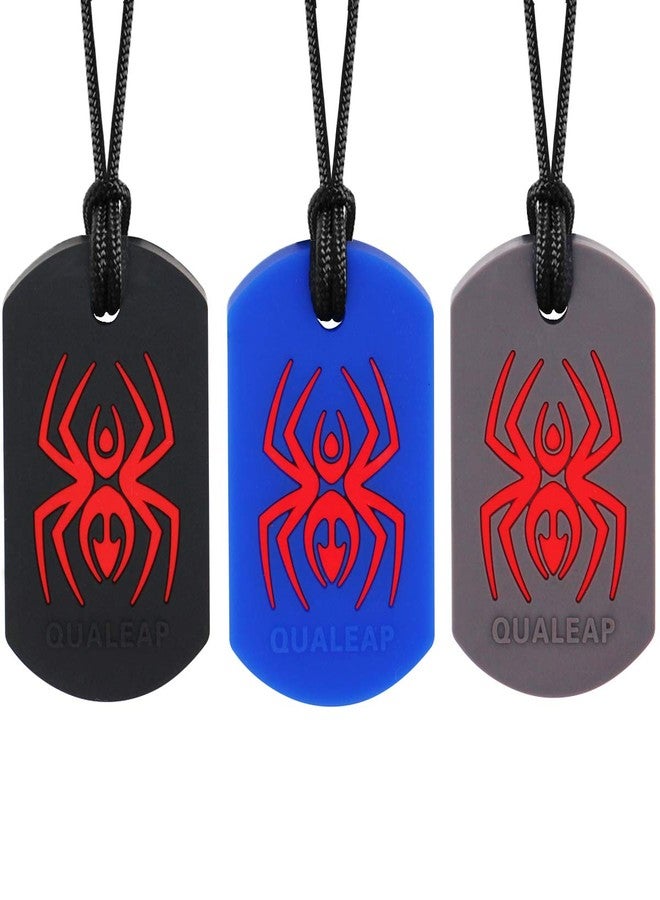 QUALEAP AMBER Xtra Tough (XT) Spider Sensory Chew Necklace for Kids (3 Pack) - Chewing Teething Necklace Teether Necklace Chew Toys - Designed for Chewing, Autism Sensory Teether Toy (Toughest - Aggressive Chewer) - Image 1
