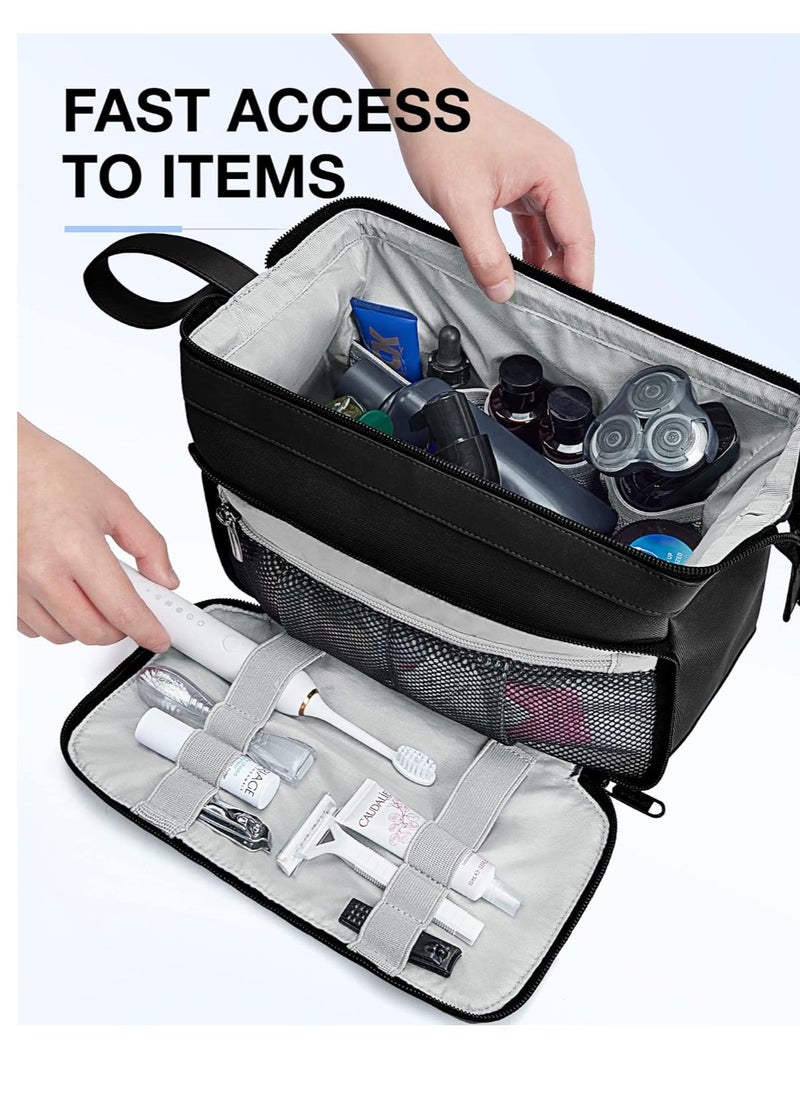BAGSMART BAGSMART Toiletry Bag for Men, Wide Opening Travel Toiletry Bag for Men, Dopp Kit Water Resistant Shaving Hygiene Bag for Bathroom Shower, Travel Size Toiletries, Travel Essentials, Black  - Image 4