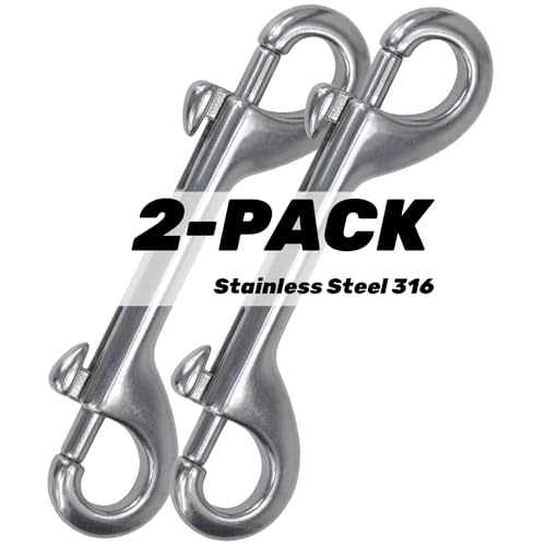 Faneta 316 Stainless Steel Double Ended Bolt Snap Hook, Marine Grade Double End Diving Clips, Heavy Duty Trigger Chain Clip Key Holder for Pet Feed Bucket Hammock Horse Tack (2-Pack) (90mm Silver) - Image 2