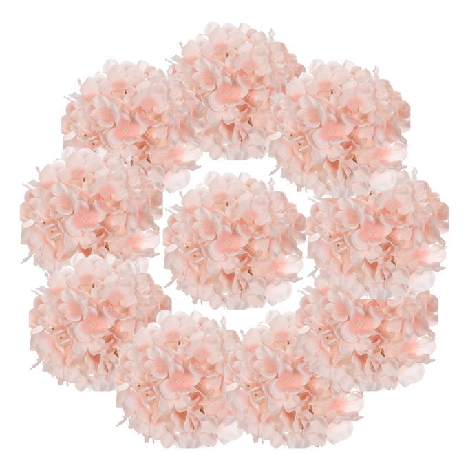10PCS ARTIFICIAL HYDRANGEA FLOWERS FAKE HYDRANGEA SILK FLOWERS HEADS WITH STEMS FOR WEDDING HOME PARTY SHOP BABY SHOWER DECORATIONLIGHT PINK