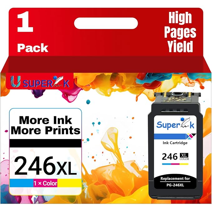 SuperInk 1PK CL-246XL CL-246 246XL 246 XL Remanufactured High Yield Tri-color Ink Cartridge Compatible With Pixma MG2522 MX492 MG2520 MG2920 MG2420 MX490 MG2525 MG2555 MG3020 - Show Accurate Ink Level