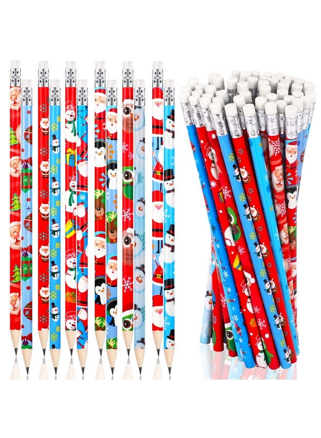 HOWAF 48 Pieces Christmas Pencils For Kids, Christmas Wood Pencils With Eraser Tops, Christmas Pencils Santa Snowman Snowflake For Christmas Party Favor Gift Bag Fillers, 12 Styles - Image 1
