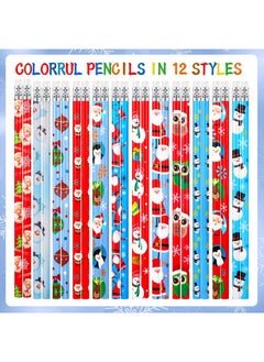 HOWAF 48 Pieces Christmas Pencils For Kids, Christmas Wood Pencils With Eraser Tops, Christmas Pencils Santa Snowman Snowflake For Christmas Party Favor Gift Bag Fillers, 12 Styles  - Image 3