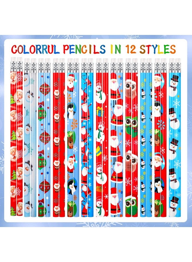 HOWAF 48 Pieces Christmas Pencils For Kids, Christmas Wood Pencils With Eraser Tops, Christmas Pencils Santa Snowman Snowflake For Christmas Party Favor Gift Bag Fillers, 12 Styles - Image 3