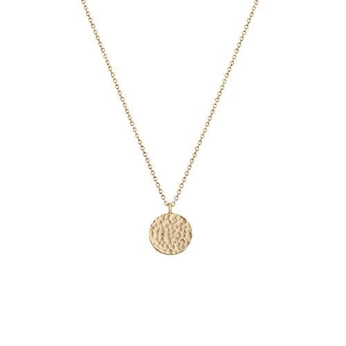 Fettero Pendant Necklace Gold Hammered Coin Pendant 14K Gold Plated Dainty Simple Jewelry for Women - Image 1