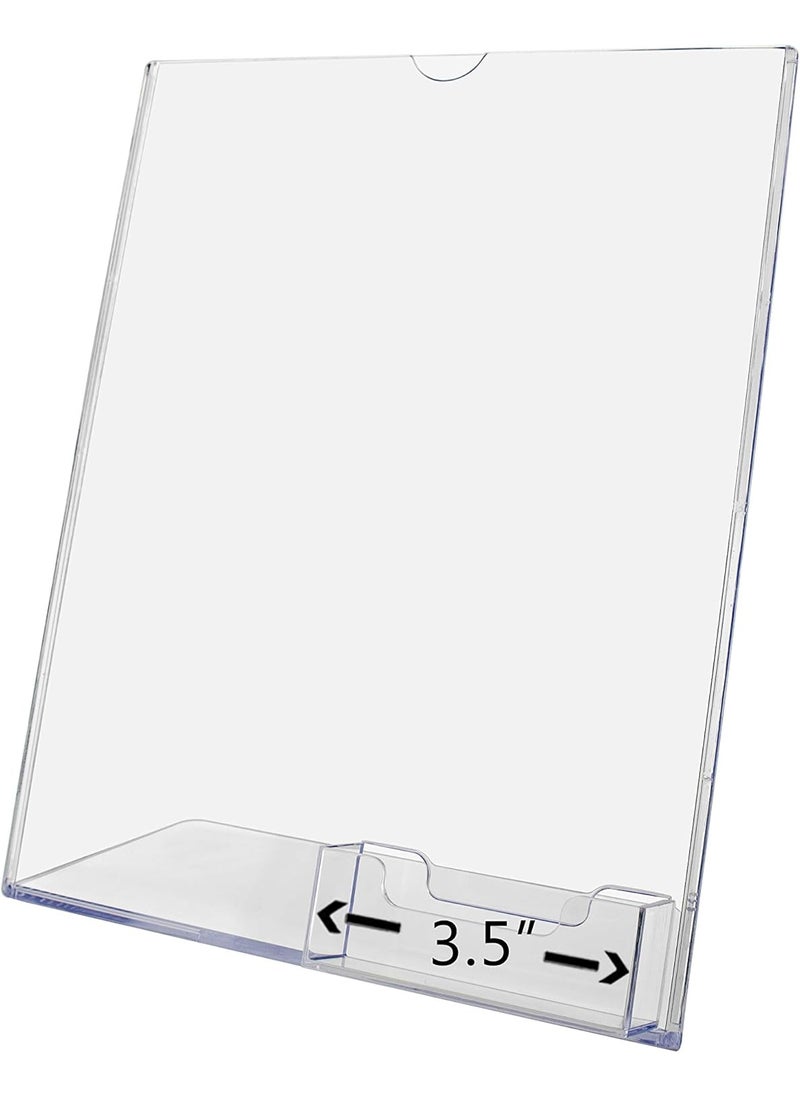 Deflecto 2 Pack Acrylic Sign Holder for 85 x 11 Property Details or Floor Plans in Real Estate Offices Clear Acrylic Slant Back Tabletop Display with Attached 35 Business Card Slot by Marketing Holders  - Image 5