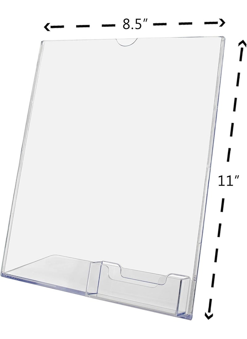 Deflecto 2 Pack Acrylic Sign Holder for 85 x 11 Property Details or Floor Plans in Real Estate Offices Clear Acrylic Slant Back Tabletop Display with Attached 35 Business Card Slot by Marketing Holders  - Image 4