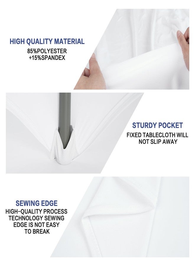 GFCC 4 Foot (48") Table White Round Stretch Tablecloth Spandex Fitted Stretchable Elastic Tablecloth - Image 3