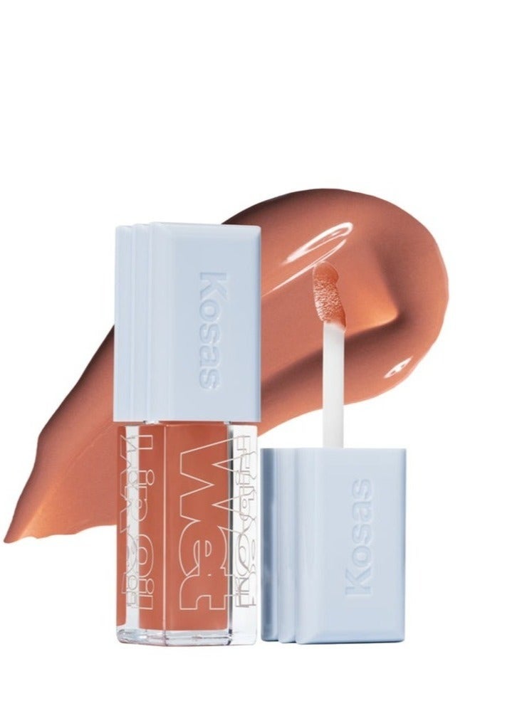KOSAS Wet Lip Oil Plumping Peptide Lip Treatment Gloss,Bare - Creamy Nectar 4.6ml - Hydrating, Nourishing, and Glossy Finish - Image 1