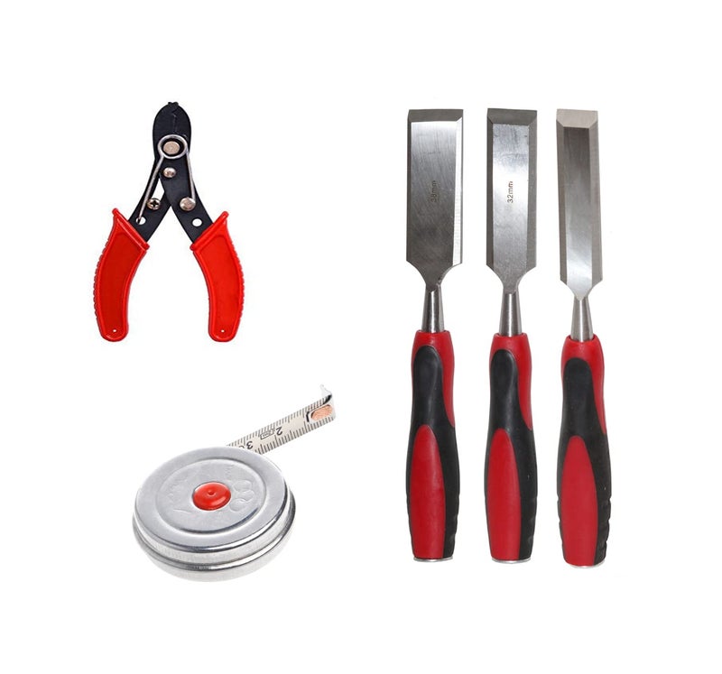 Digital Craft Digital Craft Hand Tools Kit For Home Use Chisel Kit for Woodworking Carving Size 25mm 32mm 38mmWire Stripper2Mtr Tape  - Image 1