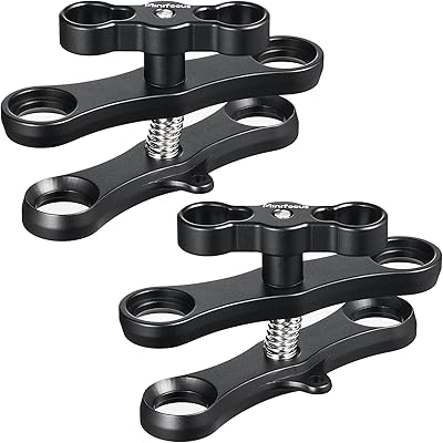 MINIFOCUS 1" Long Ball Clamp Dual Holder Mount for Underwater Photography Diving Light System, Compatible for GoPro - Image 1
