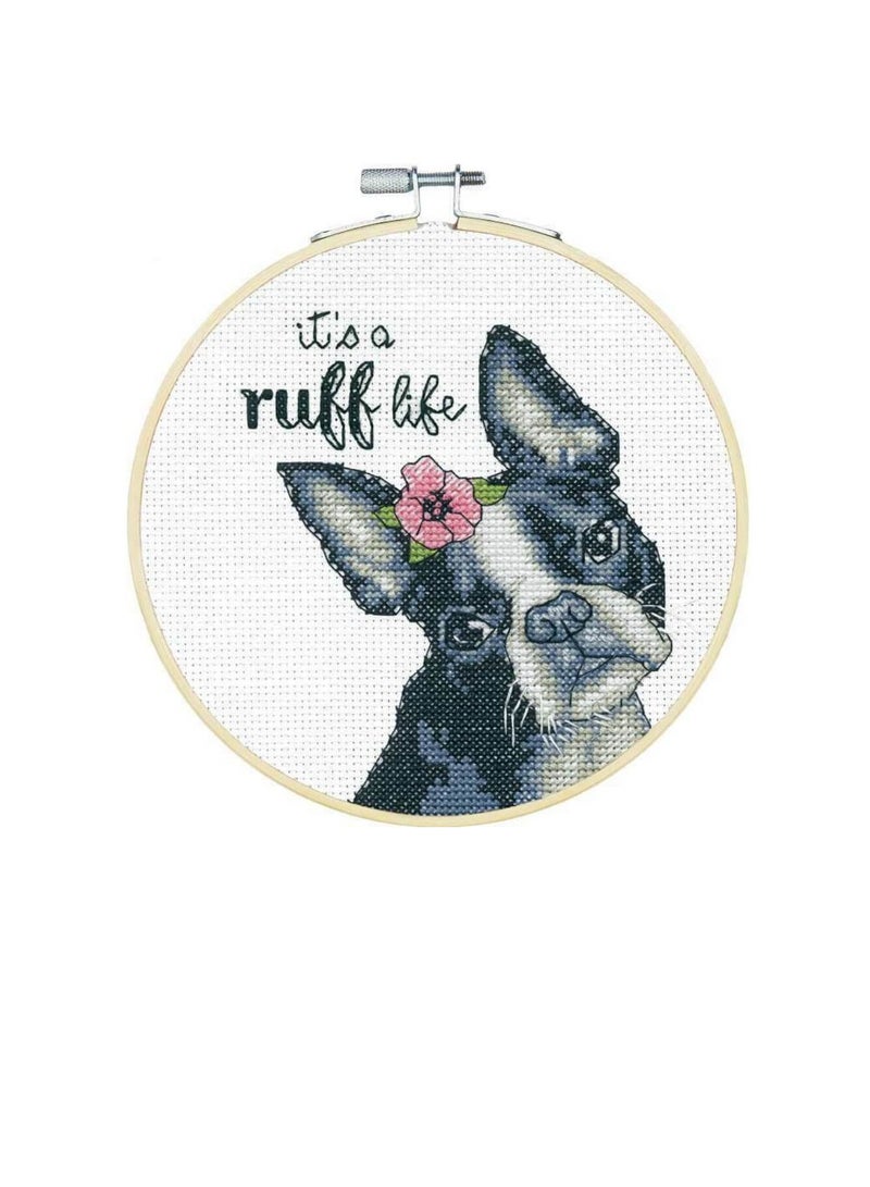 Cross Stitch Kit with Hoop 6in Ruff Life - Image 2