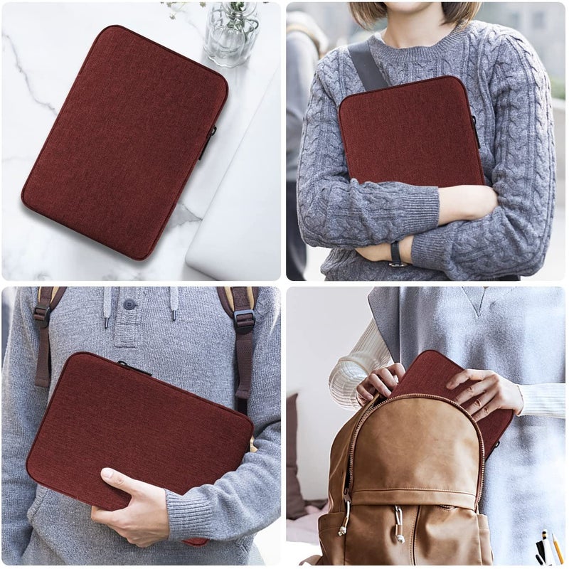Moca 12.9 Inch iPad Sleeve Case Fits for iPad Pro 12.9 2021-2018, iPad Pro 12.9 2017/2015, Galaxy Tab S8+ 12.4", Surface Laptop Go 12.4" Universal Tablet Sleeve Bag Pouch (Wine Red) - Image 4