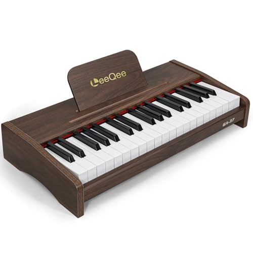 LeeQee Kids Piano Keyboard 37 Keys Digital Wood Toy Piano for Toddlers 35 Professional Music Educational Instrument Toy with Volume Control Portable Birthday Gift for Girls Boys - Image 1