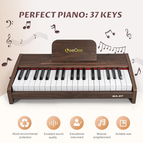 LeeQee Kids Piano Keyboard 37 Keys Digital Wood Toy Piano for Toddlers 35 Professional Music Educational Instrument Toy with Volume Control Portable Birthday Gift for Girls Boys - Image 5