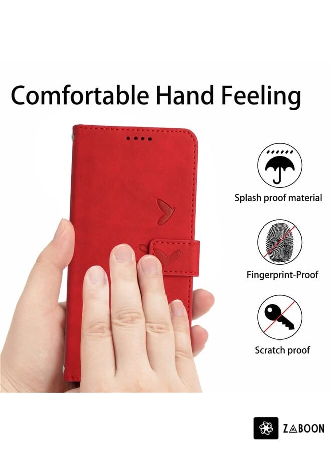 Green Tiger - For Google Pixel 7 Pro Skin Feel Heart Pattern Leather Phone Case With Lanyard(Red) - Image 1