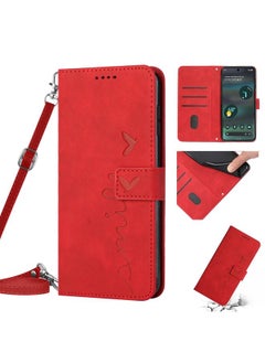 For Google Pixel 7 Pro Skin Feel Heart Pattern Leather Phone Case With Lanyard(Red)