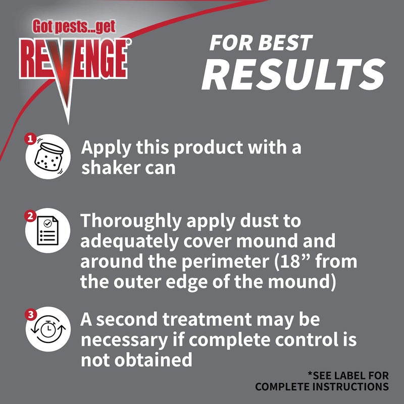 Bonide 4501 Dust, Revenge Fire Killer, 1 lb Ready-to-Use Insecticide for Outdoors, Perimeter Treatment for Ants, Bees, Roaches, Beetles - Image 3