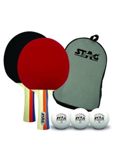 STAG Tour-Set WH Tournament Table Tennis Playset(Multicolour) Wood | 2 Racquets & 3 Balls  - Image 1