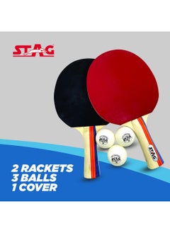STAG Tour-Set WH Tournament Table Tennis Playset(Multicolour) Wood | 2 Racquets & 3 Balls  - Image 3