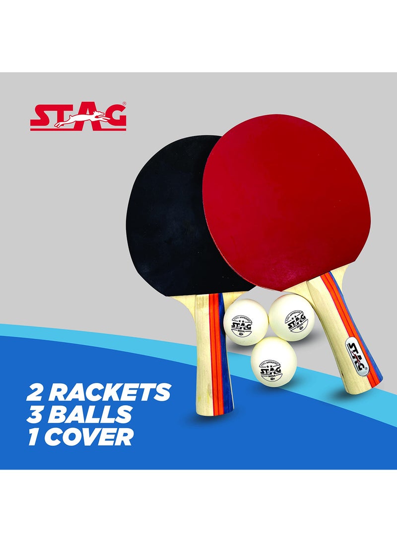 Tour-Set WH Tournament Table Tennis Playset(Multicolour) Wood | 2 Racquets & 3 Balls