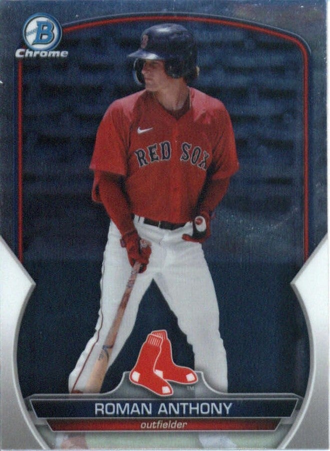 Topps Total 2023 Bowman Chrome Prospects Baseball #BCP-220 Roman Anthony Boston Red Sox Official MLB Trading Card (Stock Photo Shown, card in Near Mint to Mint Condition) - Image 1