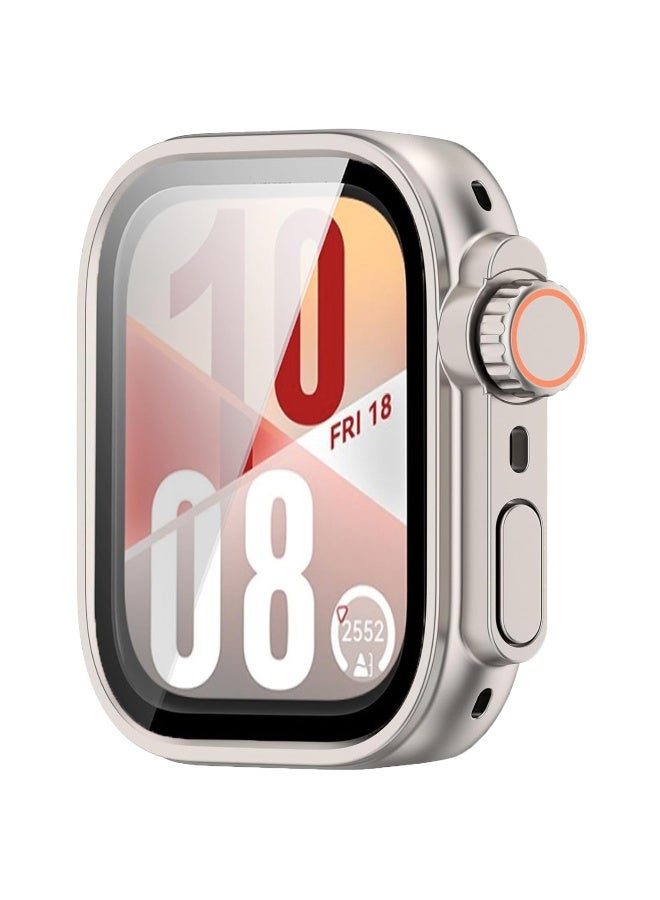 Full Coverage Case with Screen Protector Compatible with Huawei Watch Fit 4 PC and Real Glass Protective Case Cover Smart Watch Accessories (Starlight) - Image 2