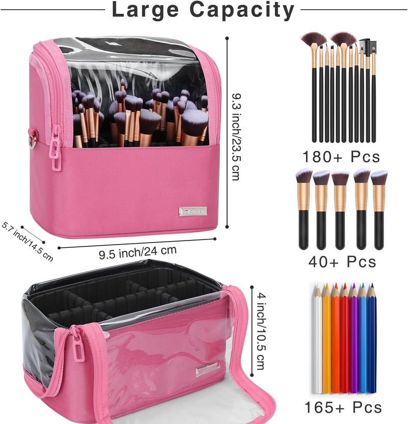 TANTO Makeup Brush Case Stand-up Makeup Cup Makeup Brush Holder Travel Professional Cosmetic Bag Artist Storage Bag with Shoulder Strap and Adjustable Divider (large black) - Image 4