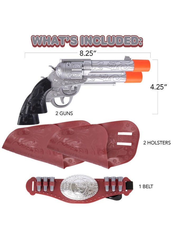 ArtCreativity - Cowboy Gun Belt And Holster - Cowboy Holster Set Includes 2 Toy Guns With Sound, Toy Gun Holster, Brown Western Belt, And 6 Fake Bullets - Cowboy Costume Accessories For Boys Halloween Costume - Image 1