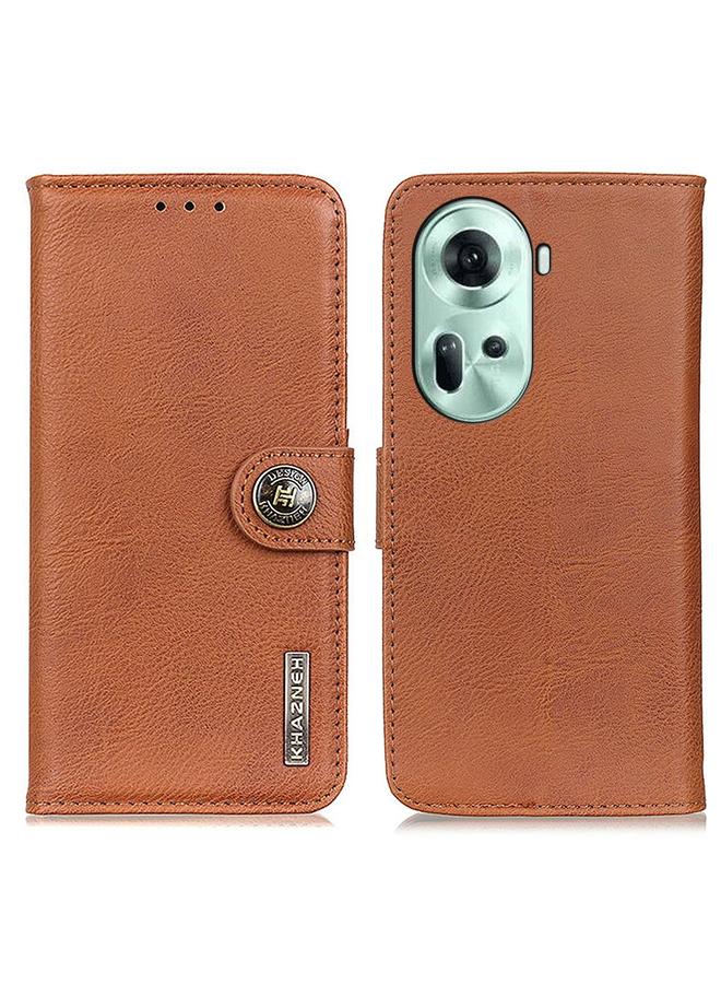 اس-توب جراب هاتف OPPO Reno11 5G Global KHAZNEH جراب هاتف جلدي قابل للطي من جلد البقر - Image 1