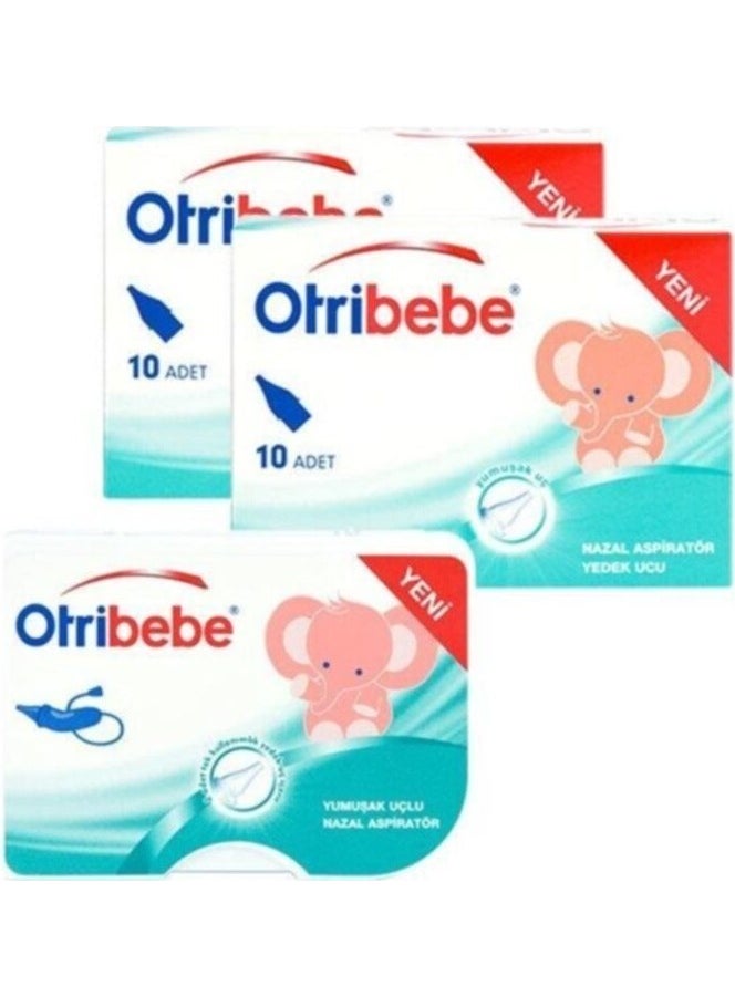 Otribebe Nasal Aspirator + 2 Pack of 10 Spare Tips Spare Tips + 