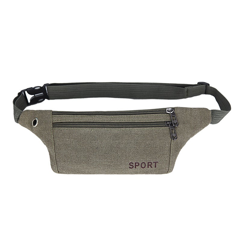 Korean Style Canvas Fanny Pack for Men and Women Army Green 