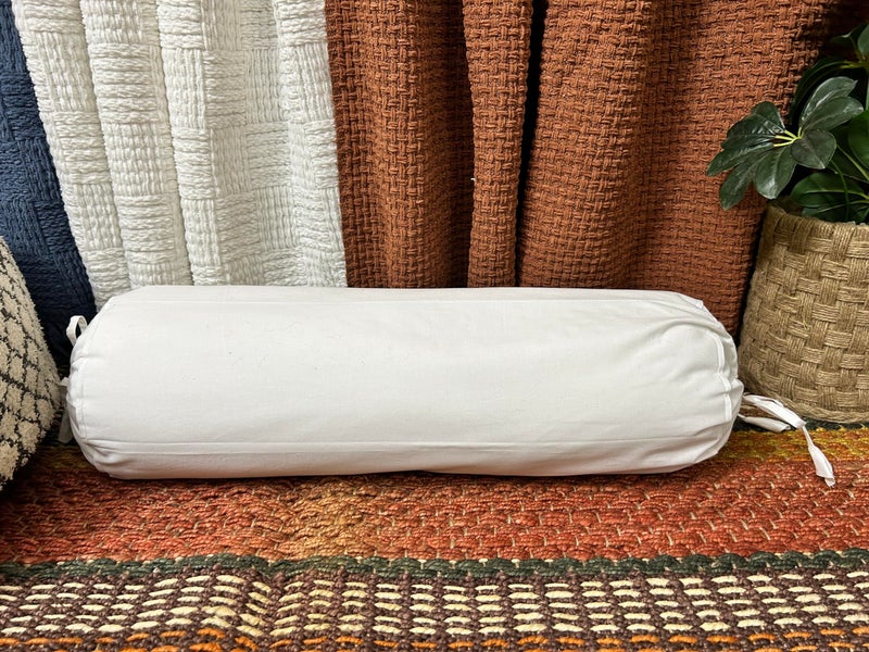 Saffron Bolster Removable Cover Cotton White 8x24 20 cm x 60 cm
